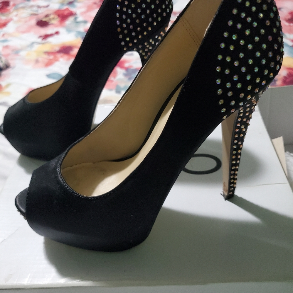 Black Bejeweled Heels